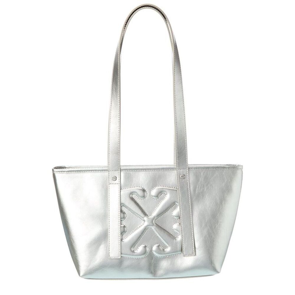Off-White Classic Day Off Small East West Leather Tote, Silver